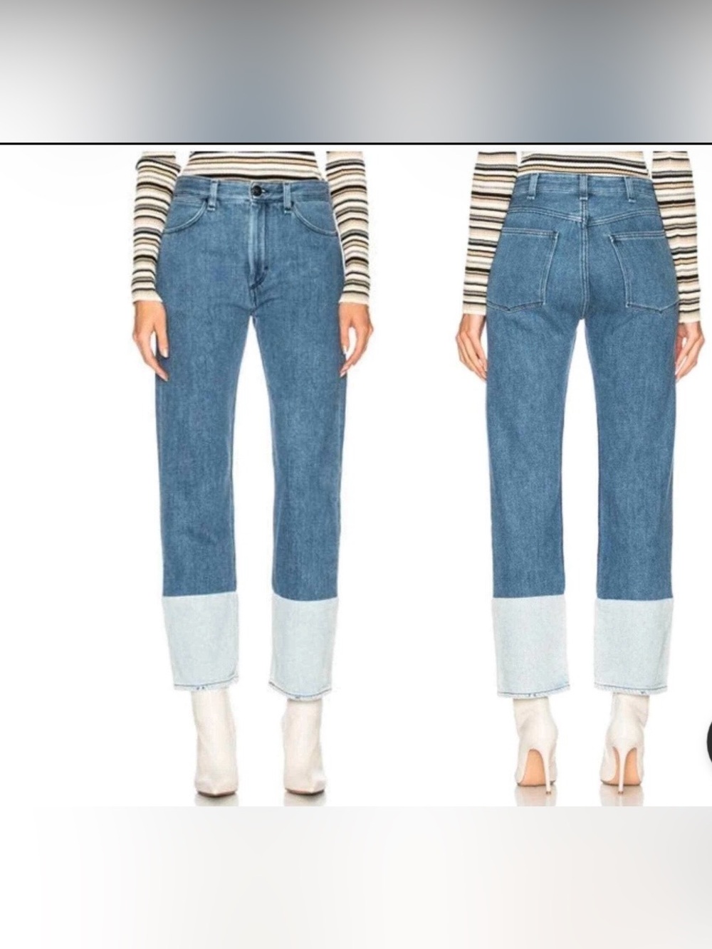 Rag and Bone Two Tone denim Straight Leg Cuff Jeans Size 6